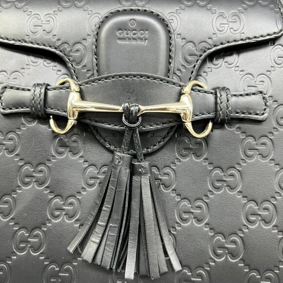 GUCCI Emily Black Leather Shoulder Bag 620-032825 - Picture 10 of 14